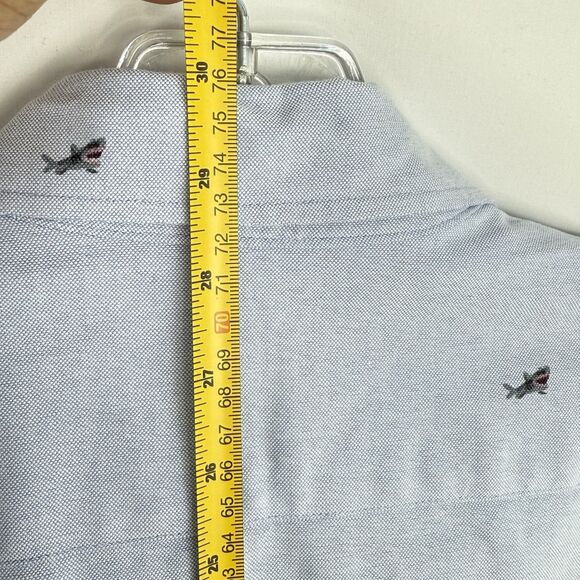 J. Crew Flex Men’s Blue Great White Shark Print Short Sleeve Shirt Small - Picture 16 of 16